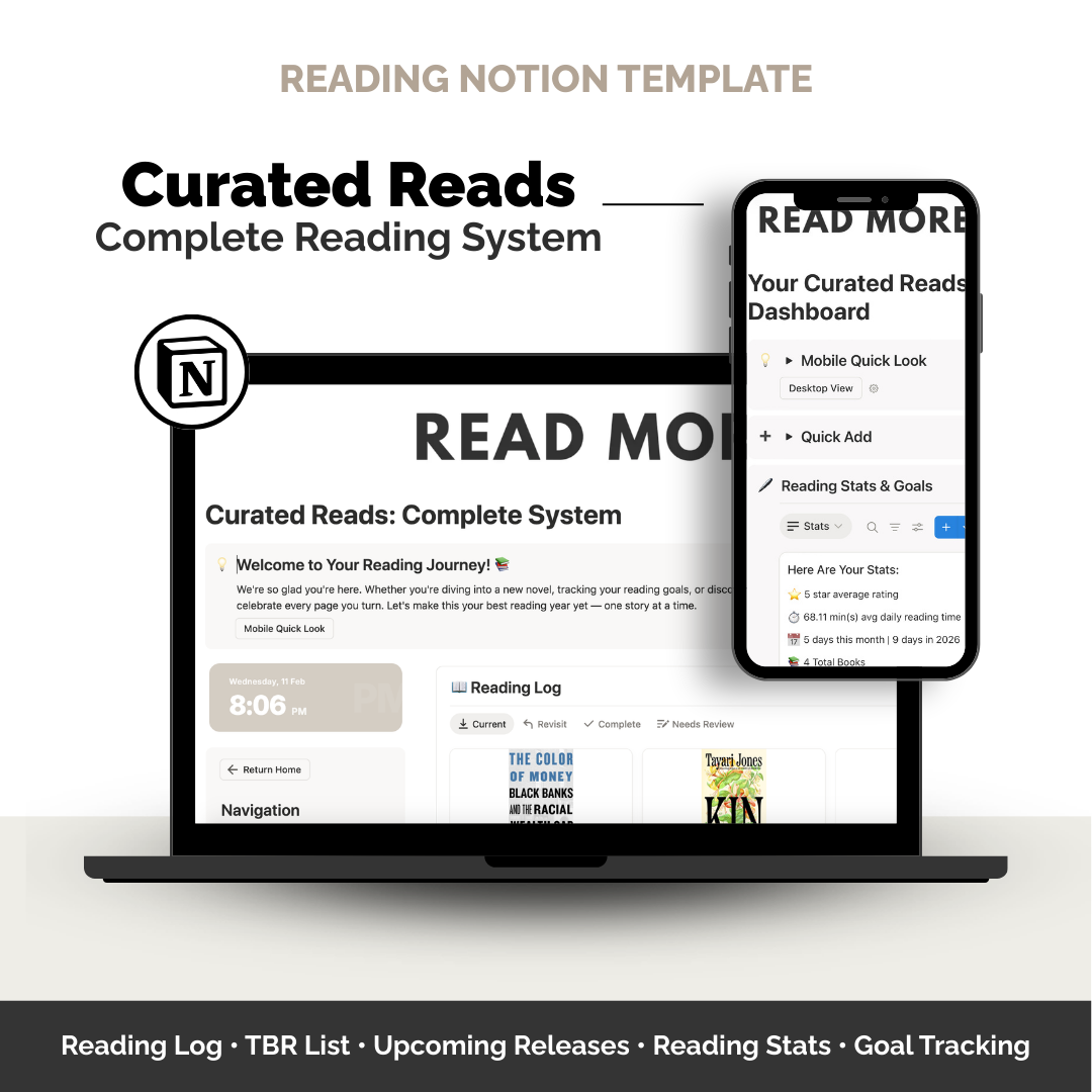 Curated Reads: Complete Reading System (Notion Template)