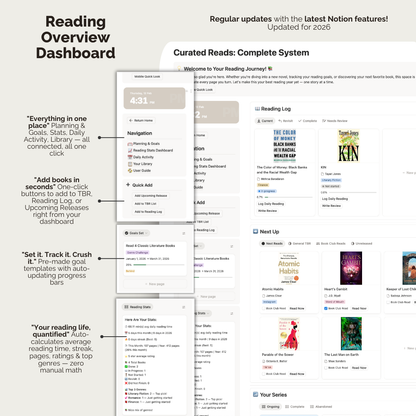 Curated Reads: Complete Reading System (Notion Template)